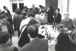 Inauguració de la seu d’Eumo Editorial a l’edifici G, la Caseta, a la Universitat de Vic (1992).